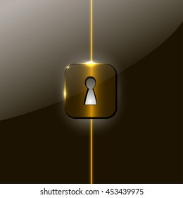 Golden door opener, picture closed door, door lock  background image