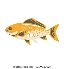 golden dorado fish vector flat minimalistic isolated