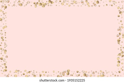 Golden Dot Abstrakter rosafarbener Hintergrund. Fallende Polka-Illustration. Yellow Splash Christmas Design. rosafarbener Hintergrund.