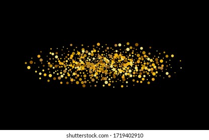 Golden Dot Bright Transparent Background. Anniversary Rain Pattern. Yellow Polka Abstract Postcard. Circle Effect Card.