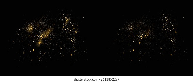 Golden dot gold glitter texture background. Vector gold glitter light effect confetti glowing decoration elements