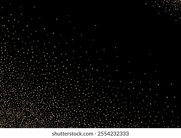 Golden Dot Isolated Vector Black Background. Holiday Glow Card. Gold Shine Bridal Texture. Splash Modern Backdrop.