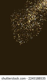 Golden Dot Light Vector Luxury Background. Glamour Polka Wallpaper. Yellow Glow Modern Invitation. Dust Bright Pattern.