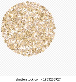Fondo transparente de punto dorado. Pancarta de la lluvia vectorial. Postales de caída de la secuencia de bronce. Tarjeta de luz de polvo.