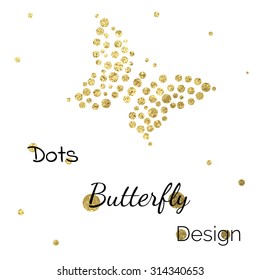 Golden dots butterfly design template