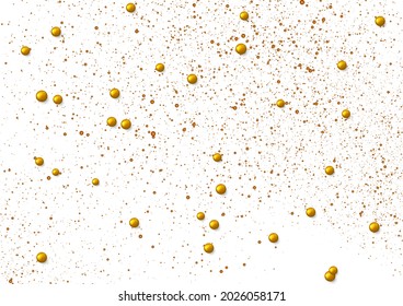 Golden dots and glossy beads abstract shiny luxury background. Vector design