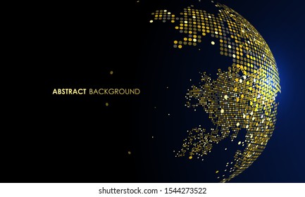 The Golden Dots Make Up The World, Symbolizing The Thriving World Economy, Vector Illustration