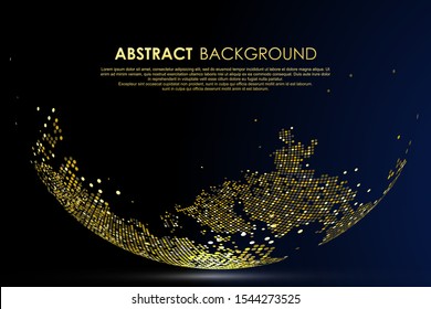 The Golden Dots Make Up The World, Symbolizing The Thriving World Economy, Vector Illustration