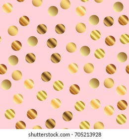 Golden dots seamless pattern on pink captivating background.