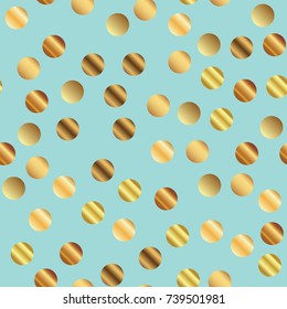 Golden dots seamless pattern on blue curious background.