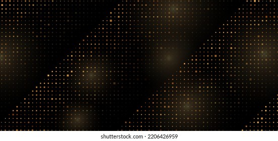 Golden dotted lines abstract tech geometric background. Vector design