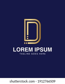 Golden Double d letters . dd logo
