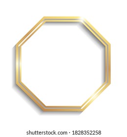 Abstract Shiny Golden Pentagon Frame White Stock Vector (Royalty Free ...