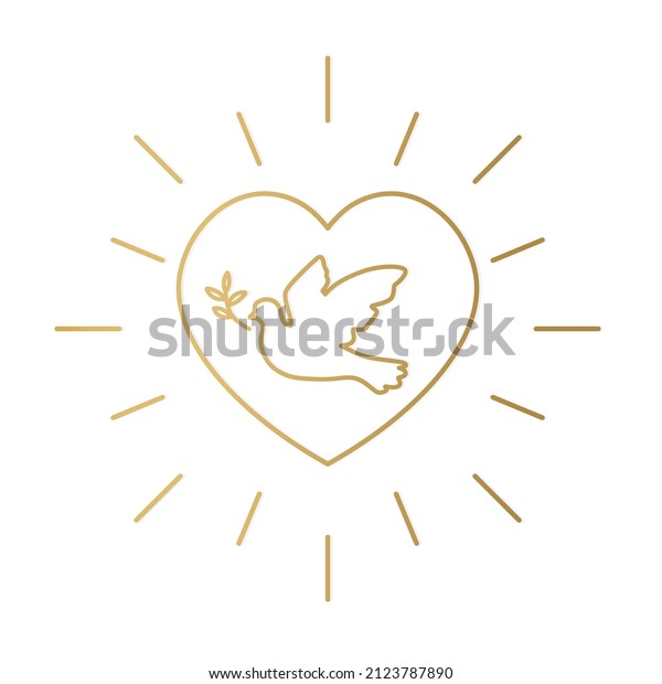 golden\
dove in heart, baptismal, christening symbol, God bless you,\
element for greeting card- vector\
illustration