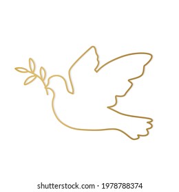 golden dove with olive branch, Holy Spirit, peace concept- vector illustration