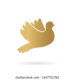 golden dove of peace icon- vector illustration