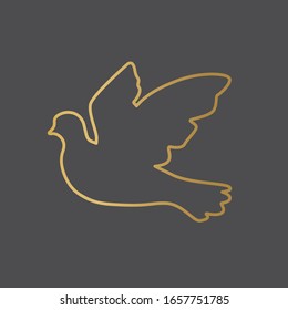 golden dove of peace icon- vector illustration