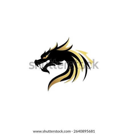 golden dragon head logo design