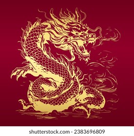 Golden dragon logo for Chinese festival Vector illustration