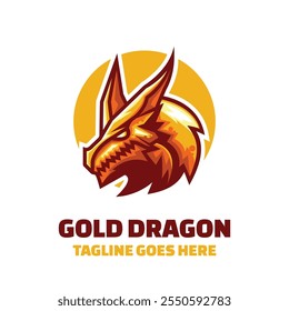 Golden Dragon Mascot Cartoon Logo