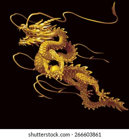 Golden Dragon Running Down Diagonally On Stock Vector (Royalty Free ...