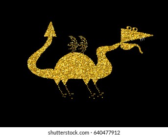 Golden dragon on a black background