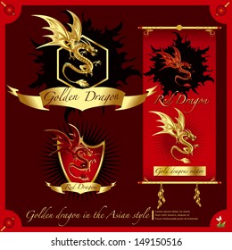 Golden Dragon on a red background.Infographic