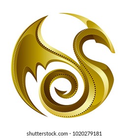 Golden dragon on a white background