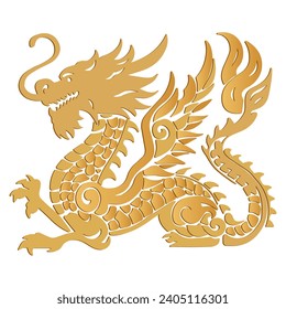 golden dragon silhouette graphic element for design, symbol of the year