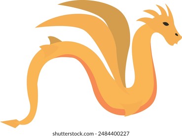 Golden dragon vector illustration. Cute dragons in cartoon style