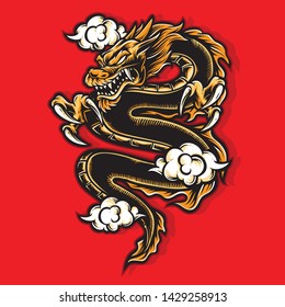 golden dragon vector and logo