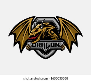 Golden dragon vector logo template