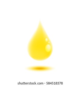 The golden drop, Drop of yellow liquid isolated on white background. Vector illustration