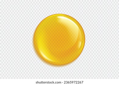 Golden drops and stains of oil or honey isolated on transparent background. Vector realistic mockup of liquid gold drips of organic cosmetic or food oil, top view of clear yellow puddles editable