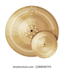 golden drum cymbals instruments icons isolated