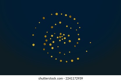 Golden Dust Art Vector Black Background. Transparent Dot Backdrop. Yellow Shine Holiday Pattern. Polka Bridal Design.
