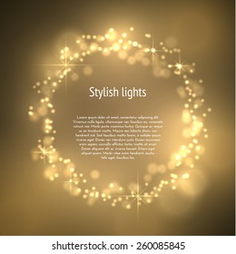 Golden dust circle frame magic background. Vector eps10.