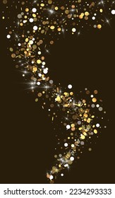 El Polvo Dorado Cae El Vector De Lujo Fondo. Ilustración de Círculo Brillante. Textura festiva de resplandor de oro. Postal de papel de punto.