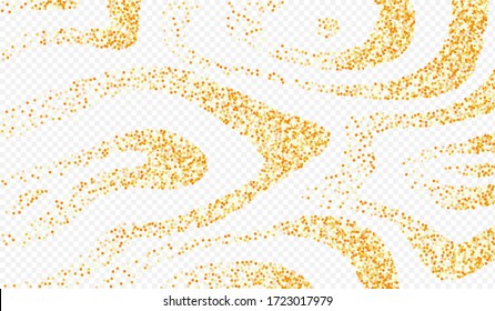 Golden Dust Happy Transparent Background. Vector Rain Pattern. Gold Shine Bridal Design. Dot Golden Texture.
