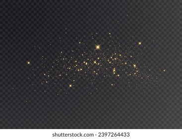 Golden dust light. Bokeh light lights effect background. Christmas glowing dust background Christmas glowing light bokeh confetti and sparkle overlay texture for your design.