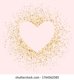 Golden Dust Light Pink Background. Bright Sparkle Backdrop. Gold Shine Glamour Texture. Glow Bridal Pattern.