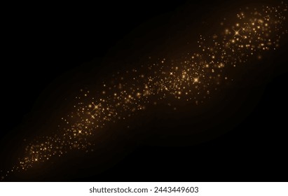 Golden dust light png. Bokeh light lights effect background. Christmas glowing dust background. Christmas Stars, Christmas Time. Vector