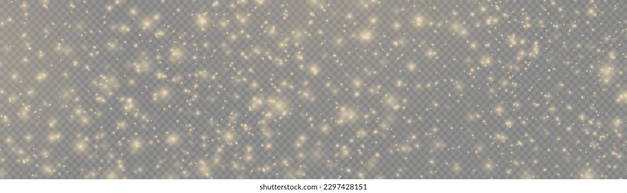 Golden dust light png. Christmas glowing bokeh confetti and sparkle overlay texture for your design. Yellow dust, sparks, stars shine with a special lights. Gold particles abstract vector background.