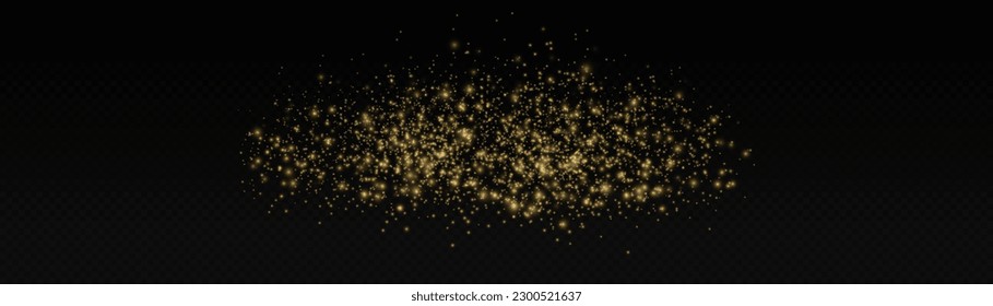 Lámpara de polvo dorado. Confeti de bokeh de Navidad brillante y textura superpuesta brillante de brillo para tu diseño. Polvo amarillo, chispas, estrellas brillan con luces especiales. Partículas doradas abstractas del fondo vectorial.