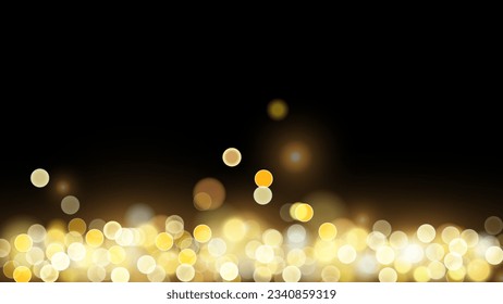 Golden dust light png. Christmas glowing bokeh confetti and sparkle overlay texture for your design. Stock royalty free vector illustration. PNG	