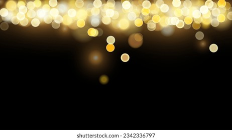 Golden dust light png. Christmas glowing bokeh confetti and sparkle overlay texture for your design. Stock royalty free vector illustration. PNG	