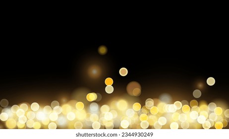 Golden dust light png. Christmas glowing bokeh confetti and sparkle overlay texture for your design. Stock royalty free vector illustration. PNG	