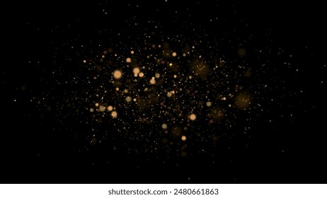 Golden dust light png. Christmas glowing bokeh confetti and sparkle overlay texture for your design. Stock royalty free vector illustration. PNG	