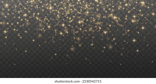 Golden dust light png.Christmas glowing dust background Christmas glowing light bokeh confetti and sparkle overlay texture for your design.