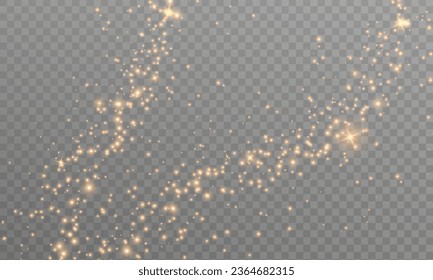 Golden Dust Light PNG.Light Effects Background. Glowing Christmas Dust Backdrop with Bokeh Confetti and Sparkle Overlay Texture, Ideal for Stock and Design Projects.